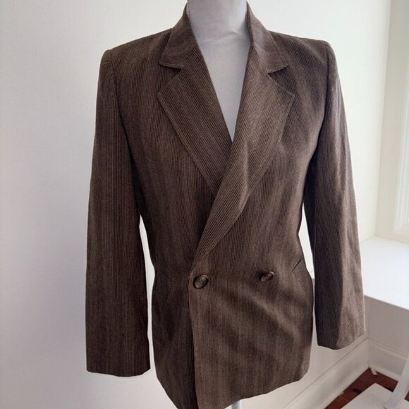 Christian Dior Women Blazer 100% Wool Vintage Size 4 Petite Brown Button - Picture 15 of 16